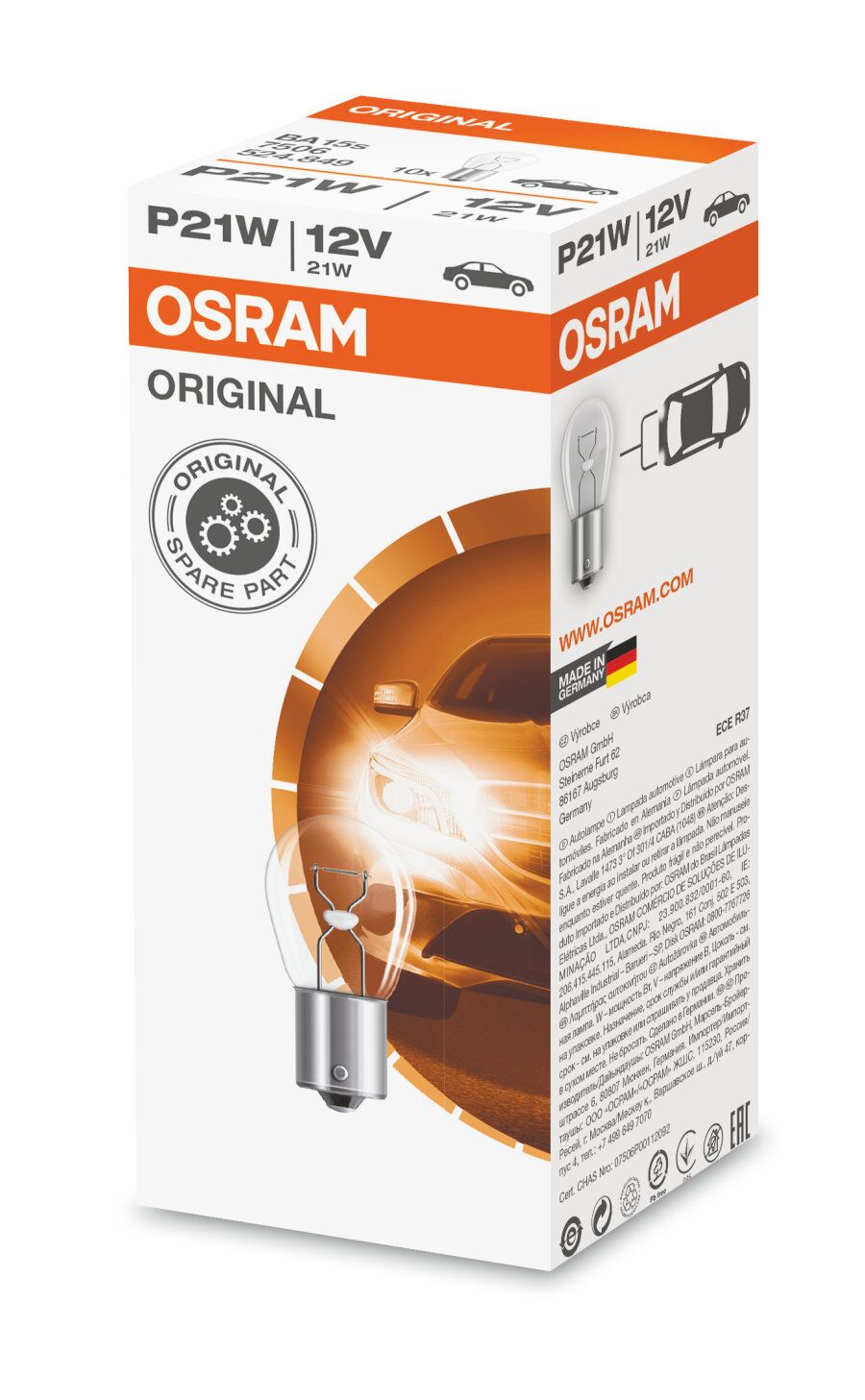Osram Sokkellampe, P21W, BA15s, 12 V - Bilde 2