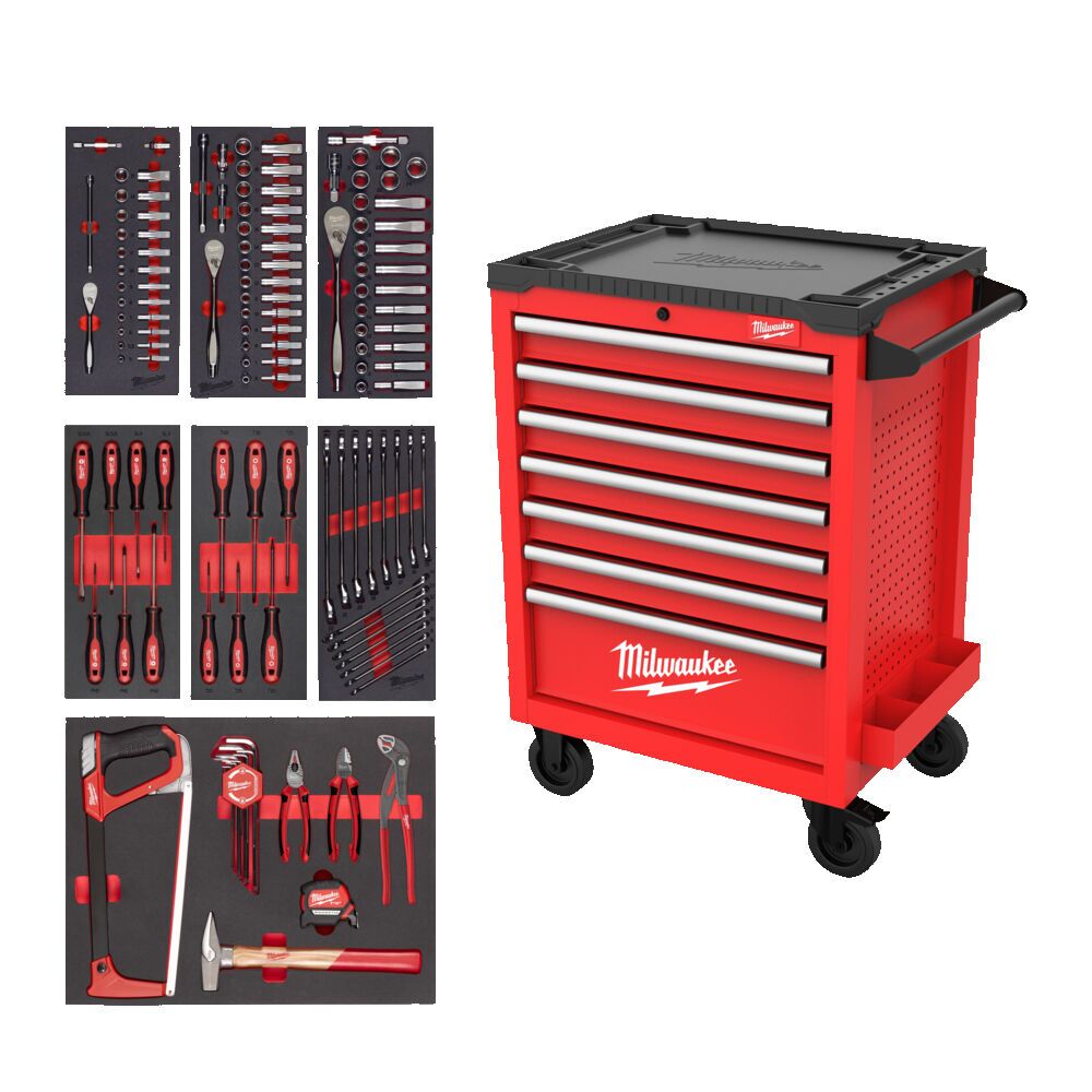 Milwaukee VERKTØYVOGN 69CM FYLT 131DEL