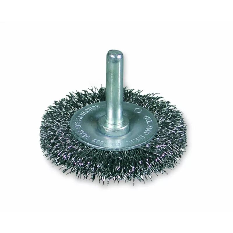 Rund stålbørste med spindel 100mm. 0.3mm ståltråd.