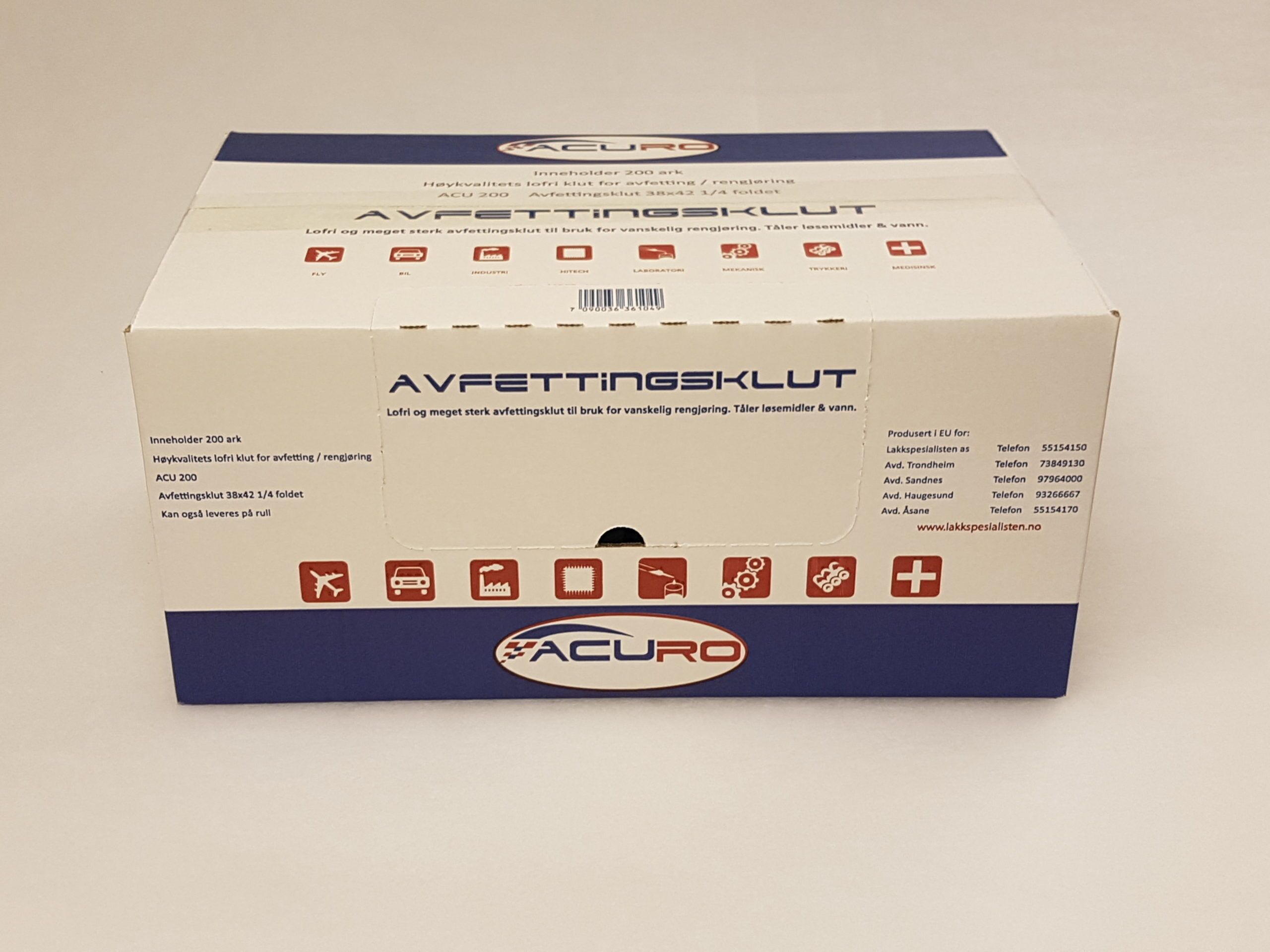 Acuro Avfettingsklut 38x42 1/4 foldet 200 ark. - Bilde 3