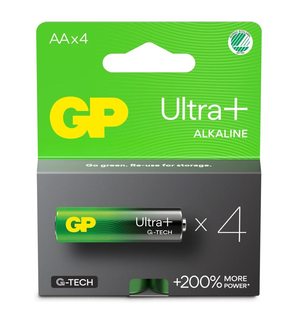 GP Ultra Plus Alkaline AA-batteri, 15AUP/LR6, 4-pakk