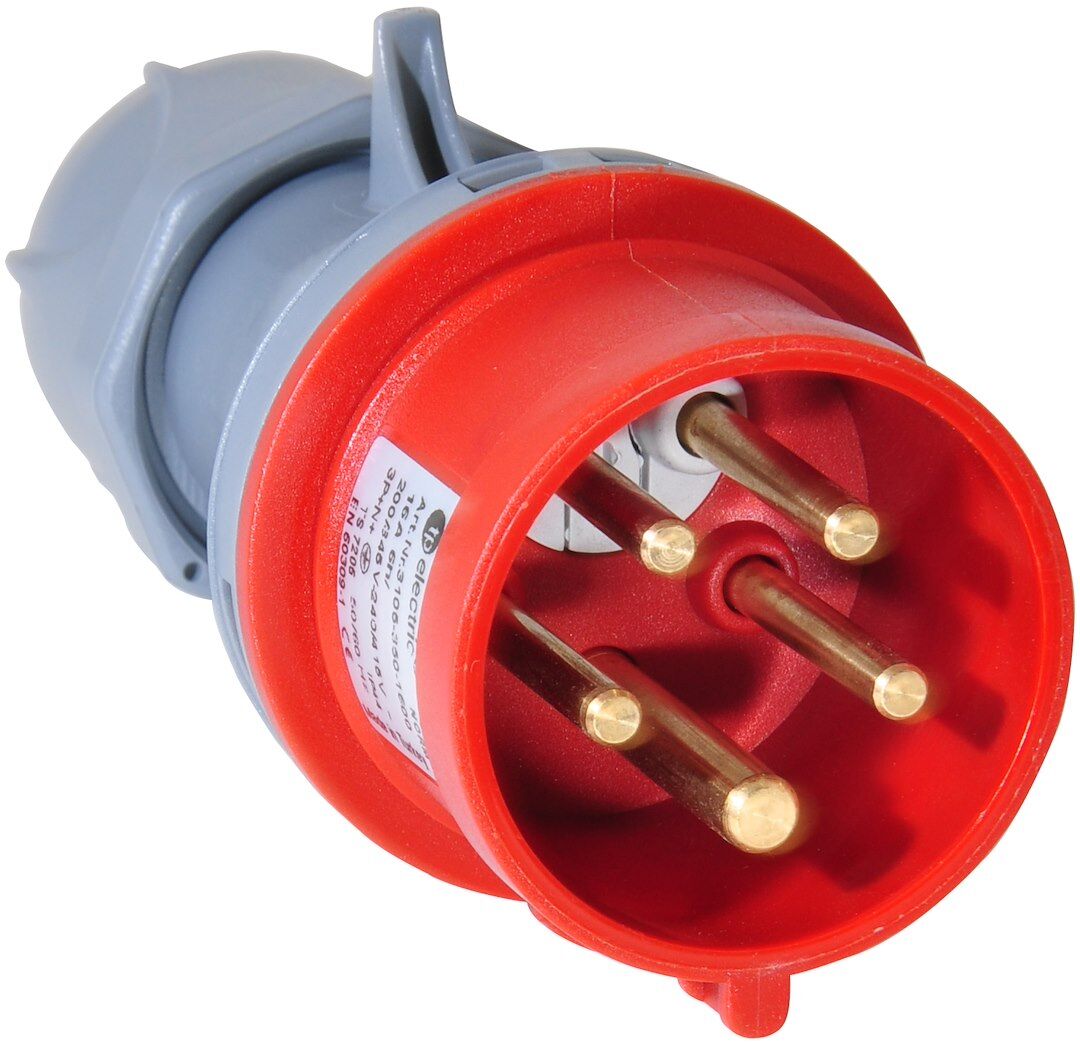 Støpsel 400v 32A 3+n+J (rød) m/fasevender