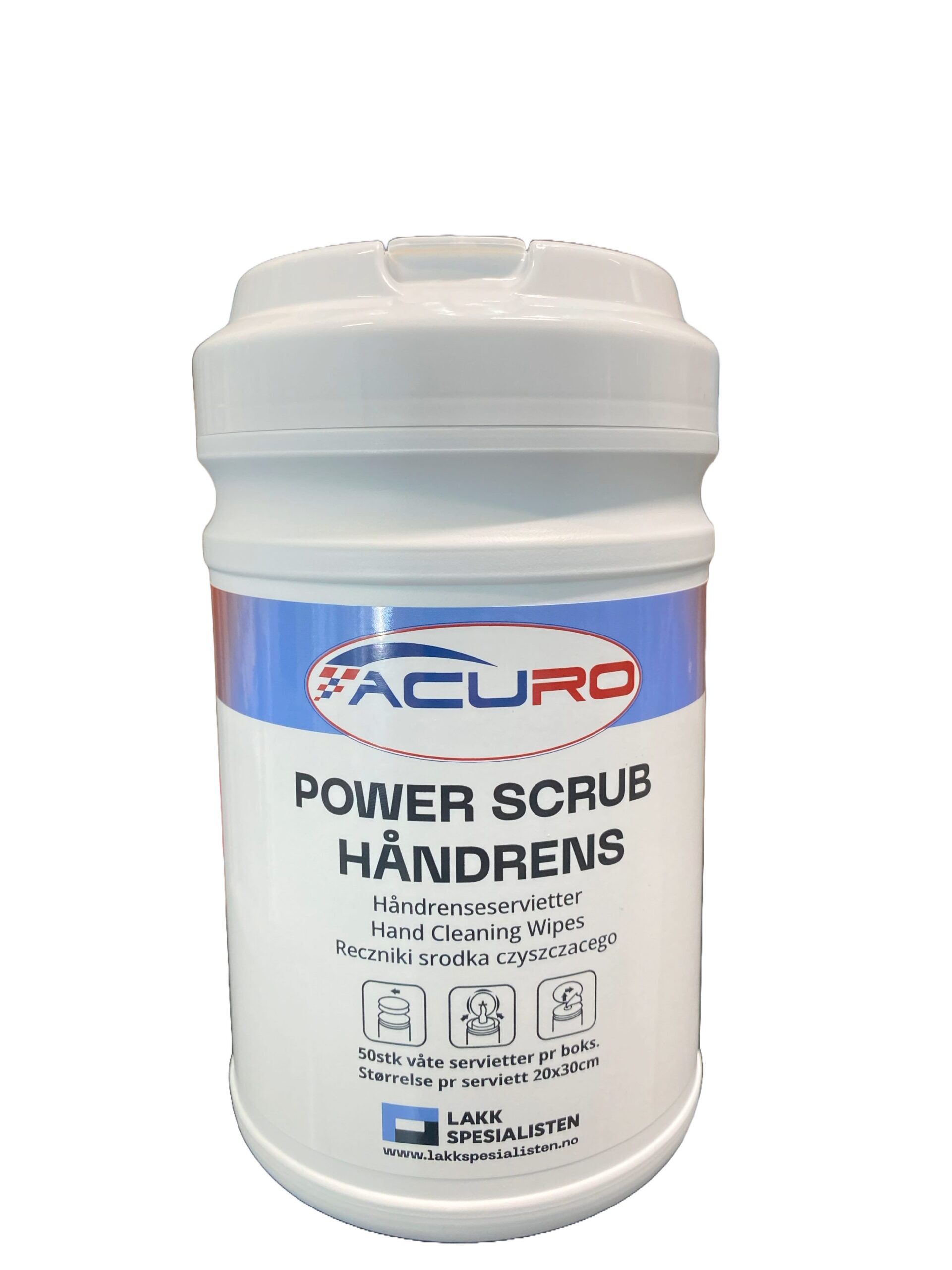 Acuro Power Scrub håndrenseserviett boks a`50 stk.