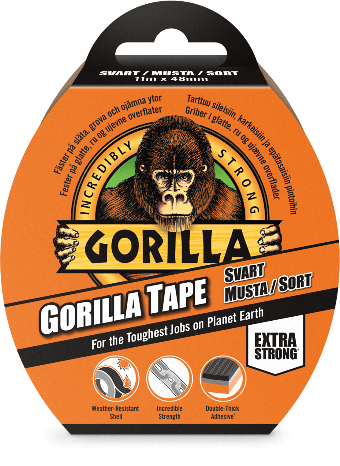 GorillaTape Svart 11M