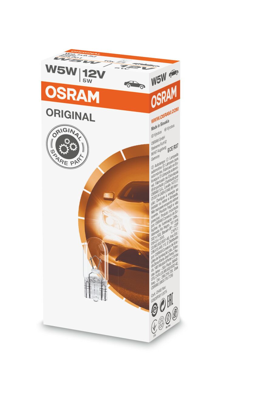 Osram Glassokkel, W5W, W2.1x9.5d, 12 V - Bilde 2