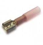Kabelsko Rød Flatstifthylse m/krymp 6.3mm  25-pk TS1507FL