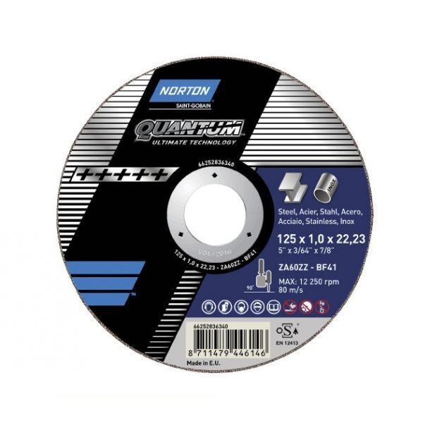 Norton Quantum kappeskive 125x1,0x22,23 pris pr. pk. à10stk