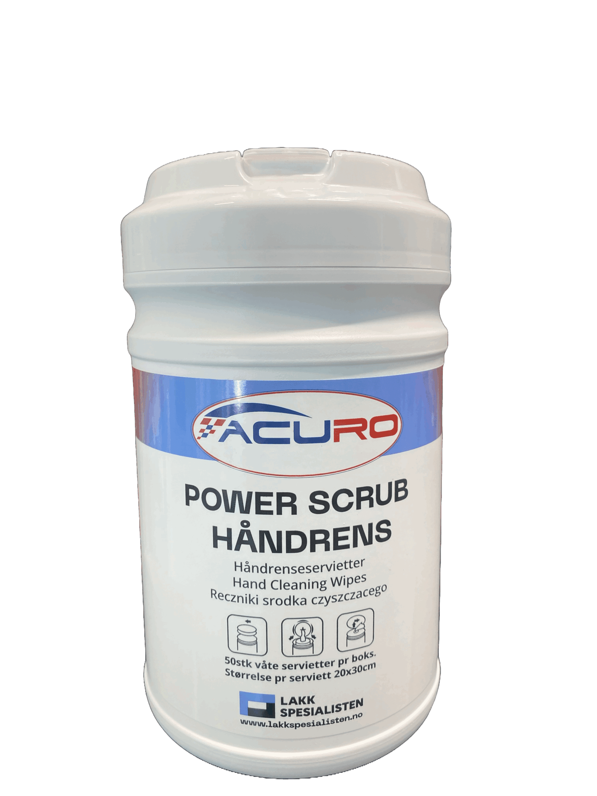 Acuro Power Scrub håndrenseserviett boks a`50 stk.