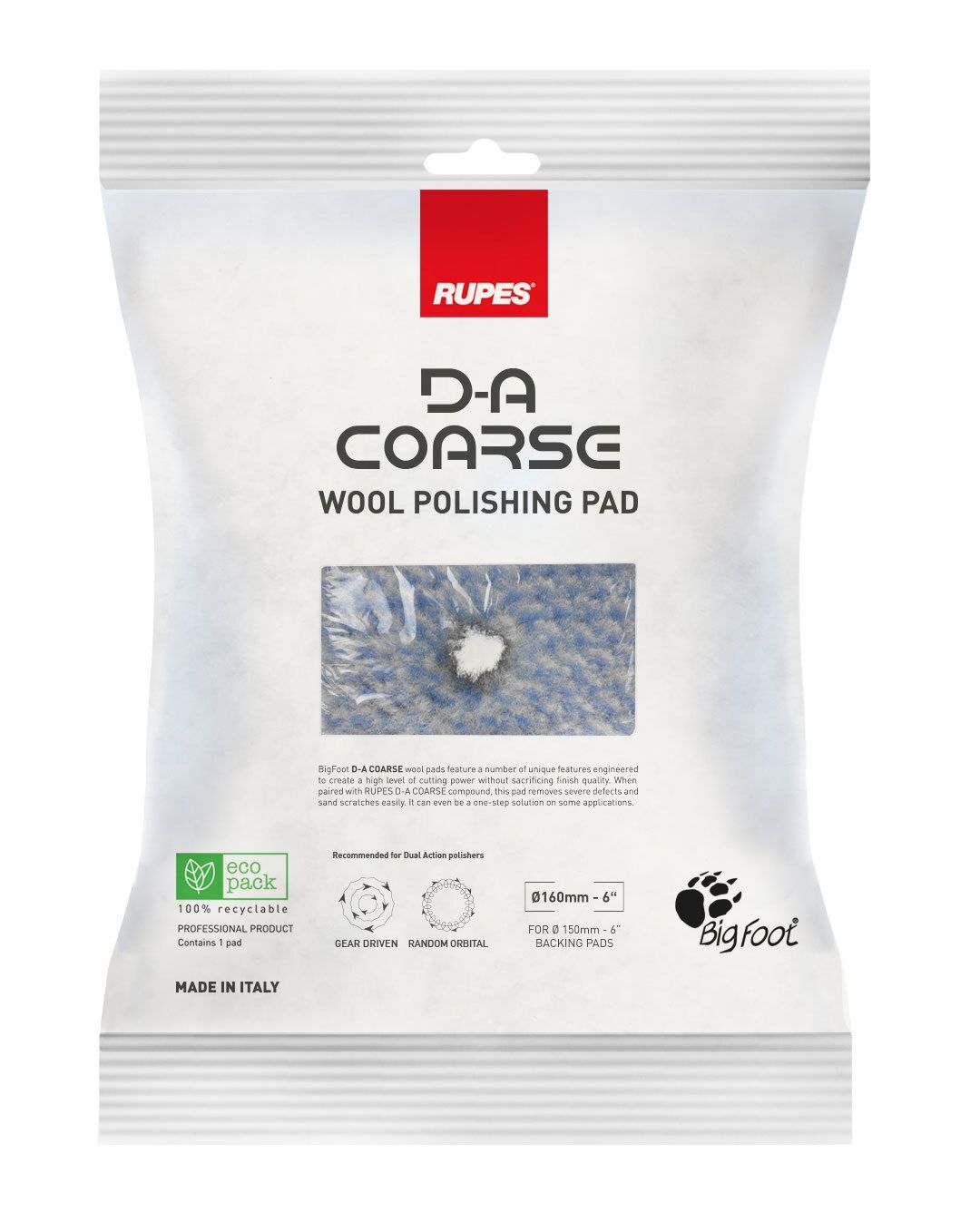 Rupes Ullpute Blå Coarse 130mm DA 1pk - Bilde 3
