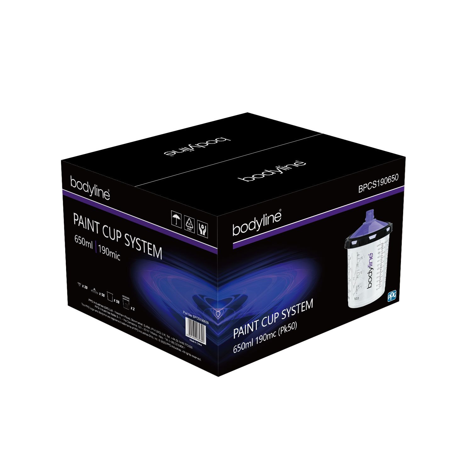 Bodyline Paint Cup System 650ml 190mc 50-pk
