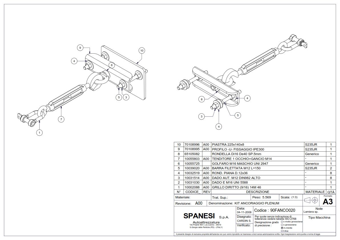 Spanesi plenum anker for takanheng