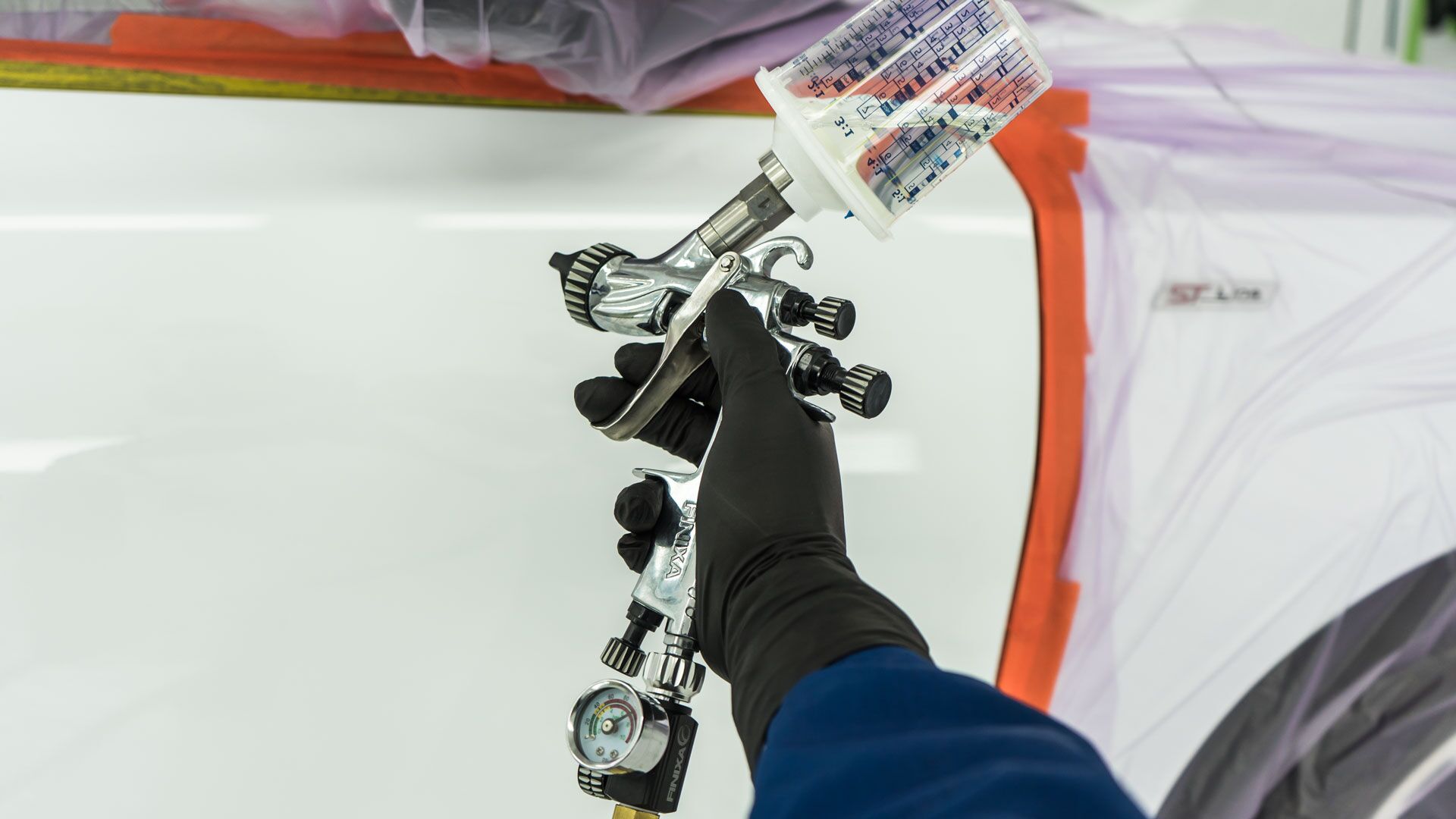 Finixa nitrilhanske med lang mansjett. Svart - Bilde 2