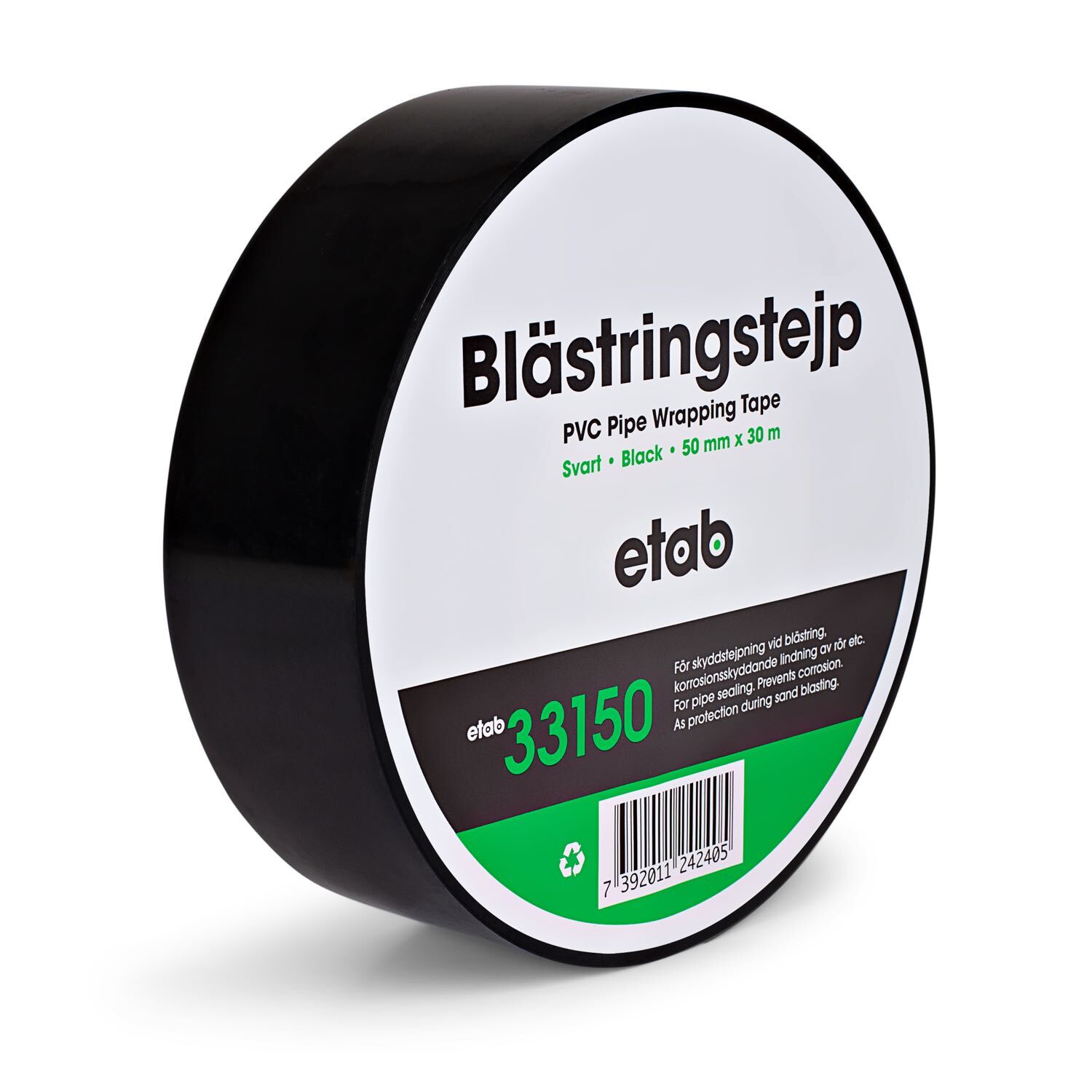 ETAB Blåsetape PVC 50mm x 30m Svart 0,5mm tykk